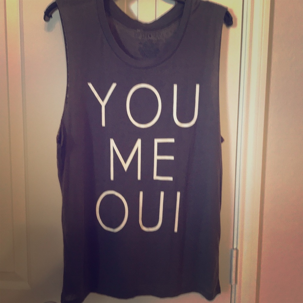 Grey “YOU ME OUI” tank top
